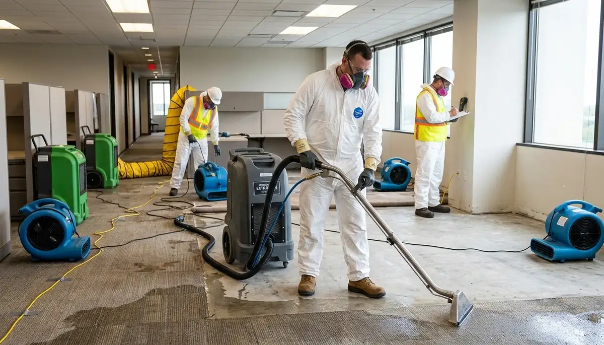 Commercial water damage restoration team serving Lansing, MI after flooding and pipe leaks