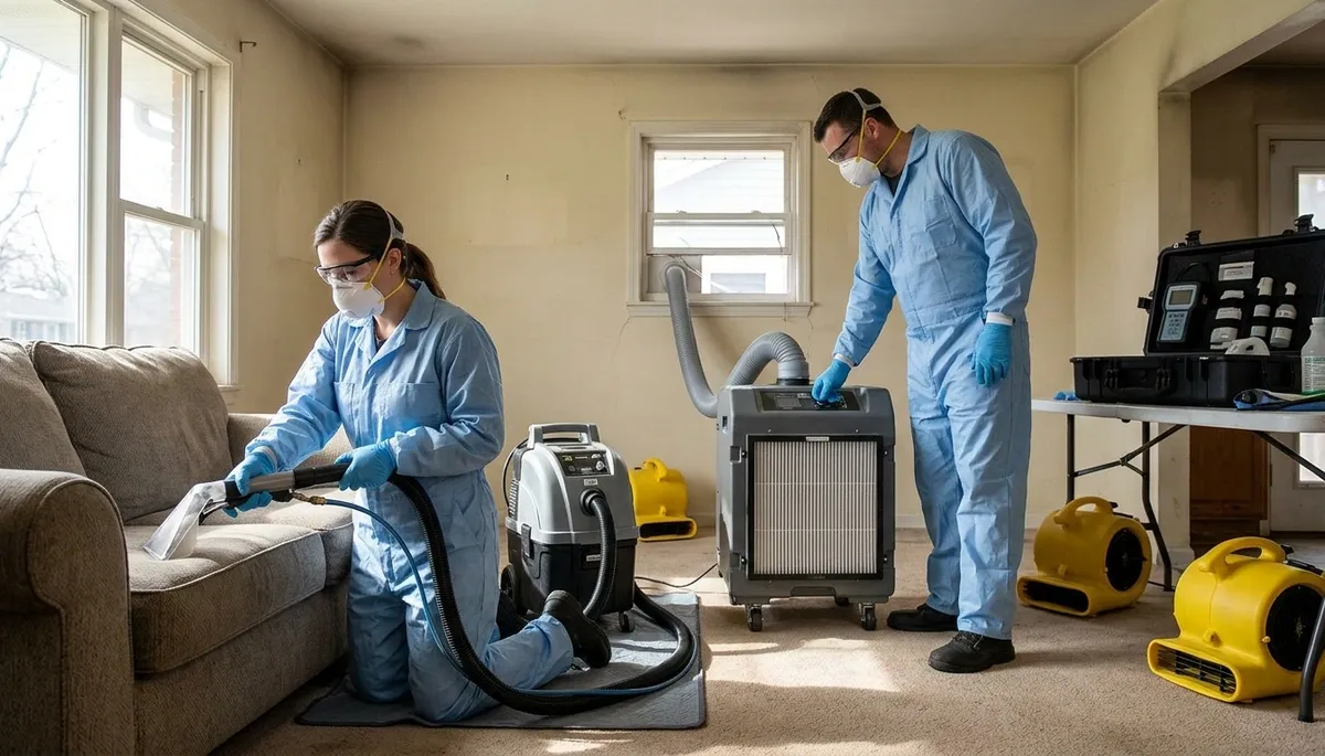 Lansing, MI water damage team removing musty odors from a home after flooding