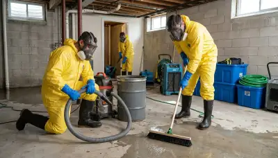 Sewage cleanup crew restoring a Lansing, MI home after water damage and overflow cleanup