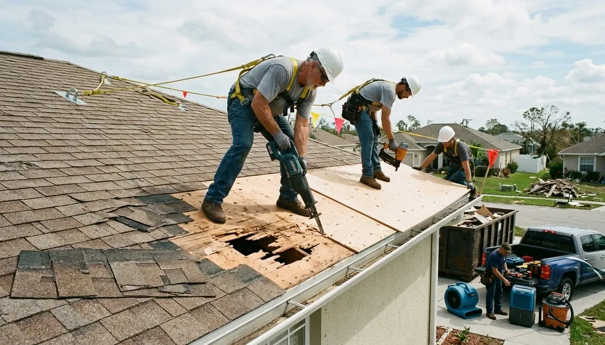 Storm damage restoration crew serving Lansing, MI homes with water extraction and cleanup