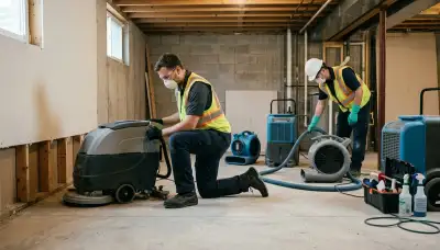 Water damage restoration team in Lansing, MI helping with cleanup and drying services