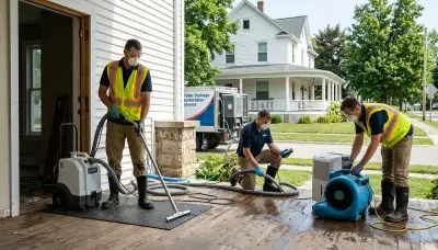 Water damage restoration team serving Lansing, MI on a local business property