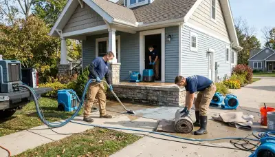 Water damage restoration team in Lansing, MI providing emergency cleanup and drying services