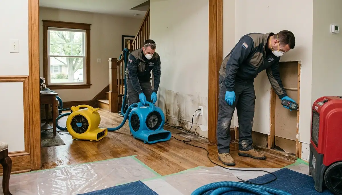 Water damage restoration team in Lansing, MI providing emergency cleanup and drying services