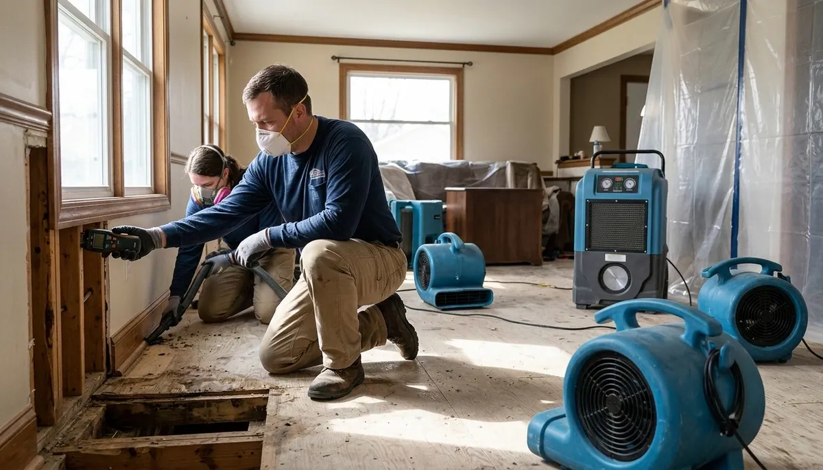 Water damage restoration team in Lansing, MI handling emergency cleanup and drying services