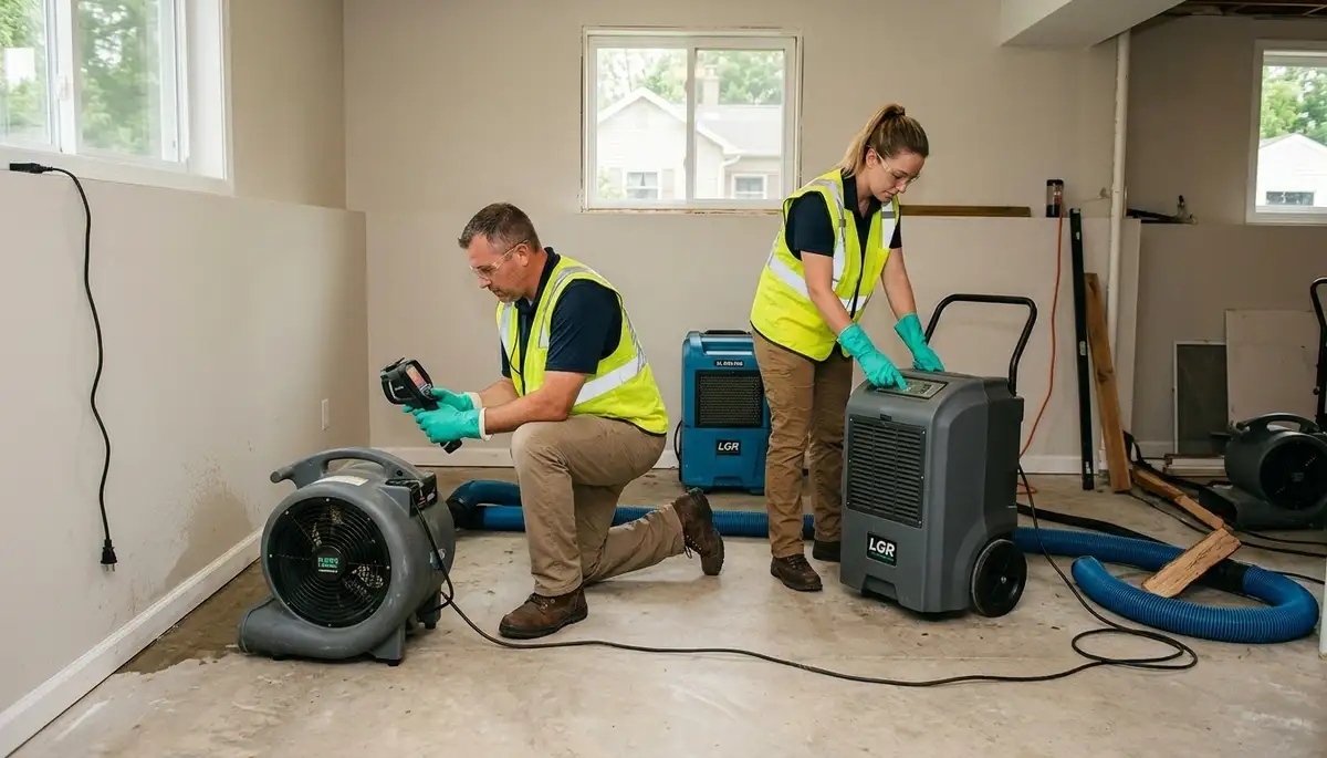 Water damage restoration team in Lansing, MI providing emergency cleanup and drying services