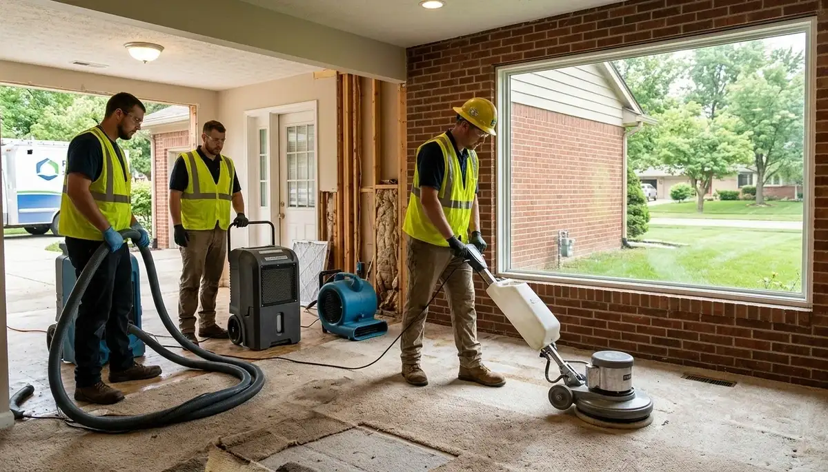 Water damage restoration team in Lansing, MI handling emergency water cleanup and drying services