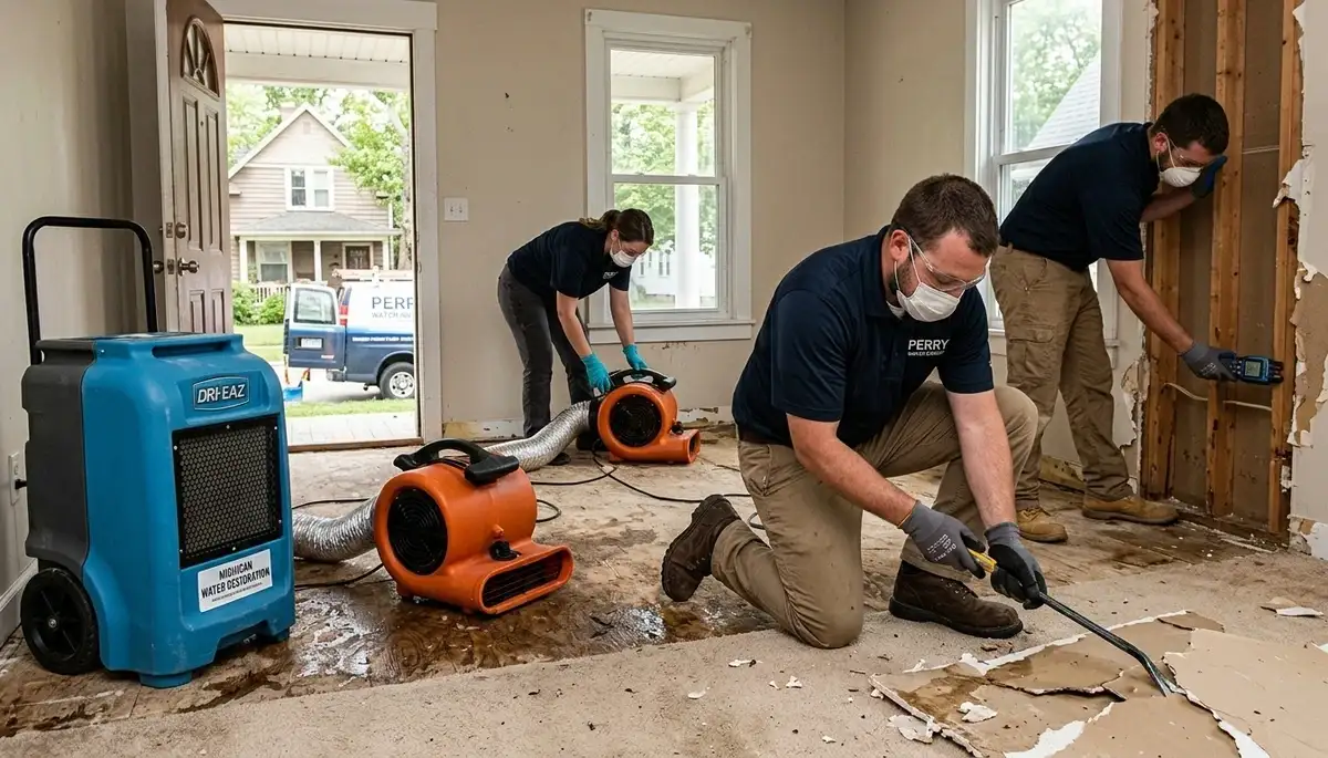 Water damage restoration team serving Lansing, MI for emergency cleanup and repair
