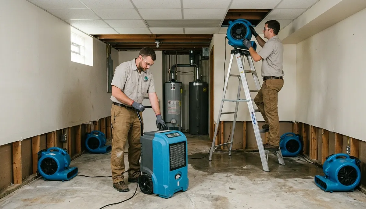 Water damage restoration team in Lansing, MI handling cleanup and drying for a flooded property