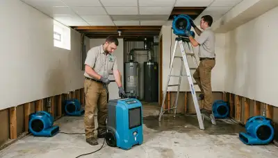 Water damage restoration team in Lansing, MI handling cleanup and drying for a flooded property