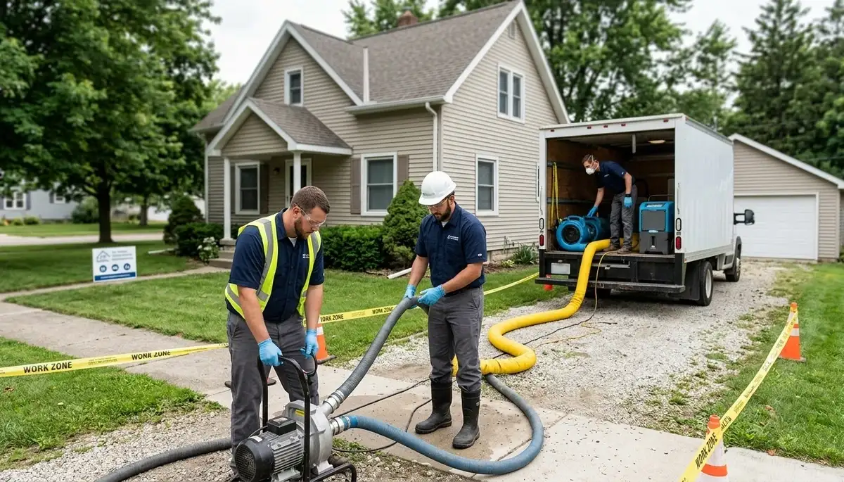 Water damage restoration team in Lansing, MI providing emergency cleanup and drying services