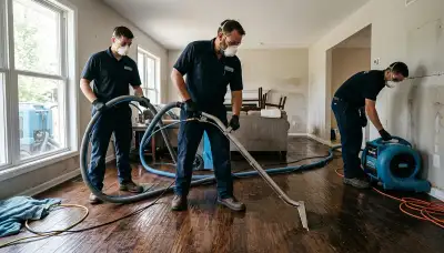 Water extraction service removing standing water from a Lansing, MI home